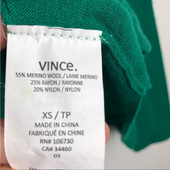 VINCE Double V Neck Oversized Green Sweater XS - Picture 6 of 6